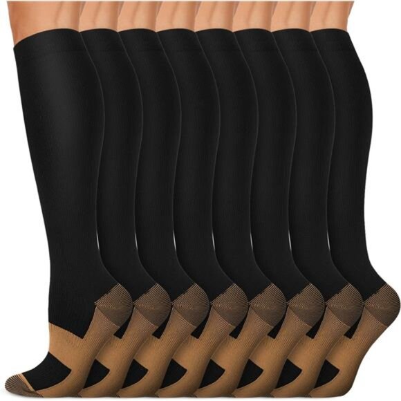 Copper Compression Socks For Men & Women Circulation 15-20 mmHg - Picture 1 of 7